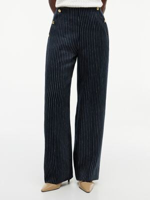 LINEN NAUTICAL STRIPE GB WIDELEG
