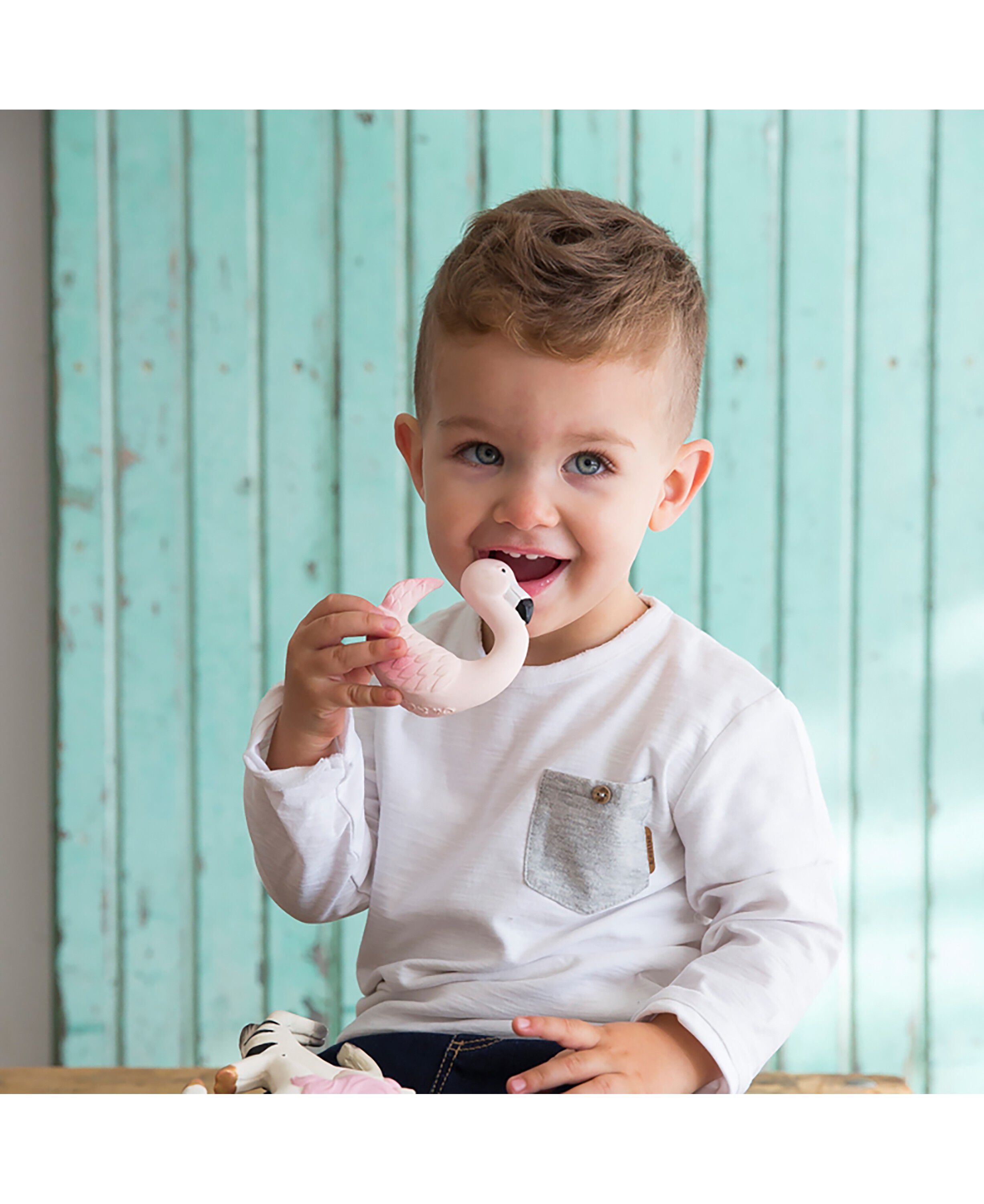 Oli & Carol - Armb&aring;nd i naturgummi - Flamingoen Sky