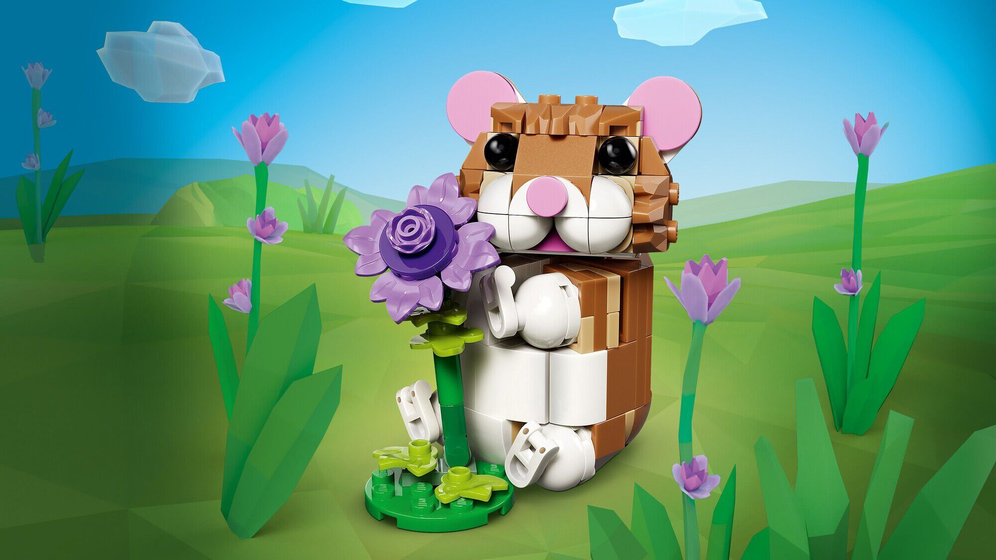 S&oslash;d hamster med blomst 31376