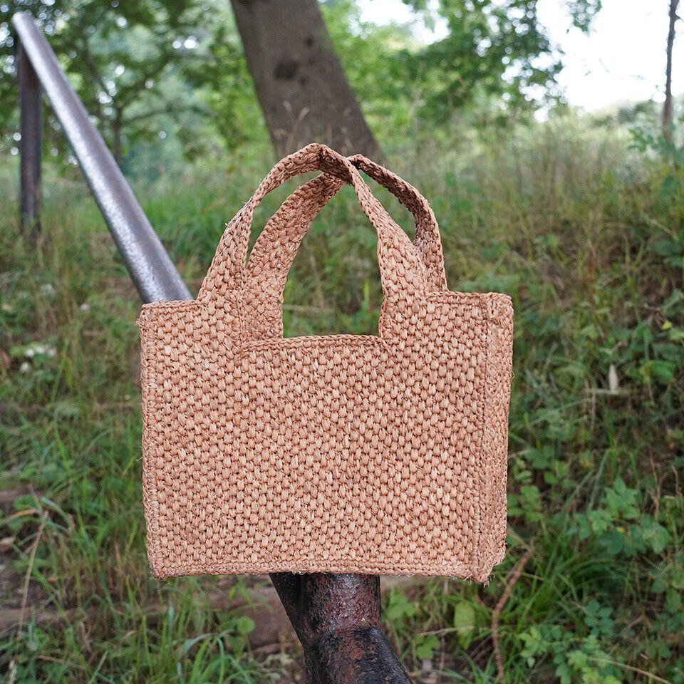 RIVABELLA - MEDIUM - WOVEN HANDBAG WITH LEATHER HANDLE