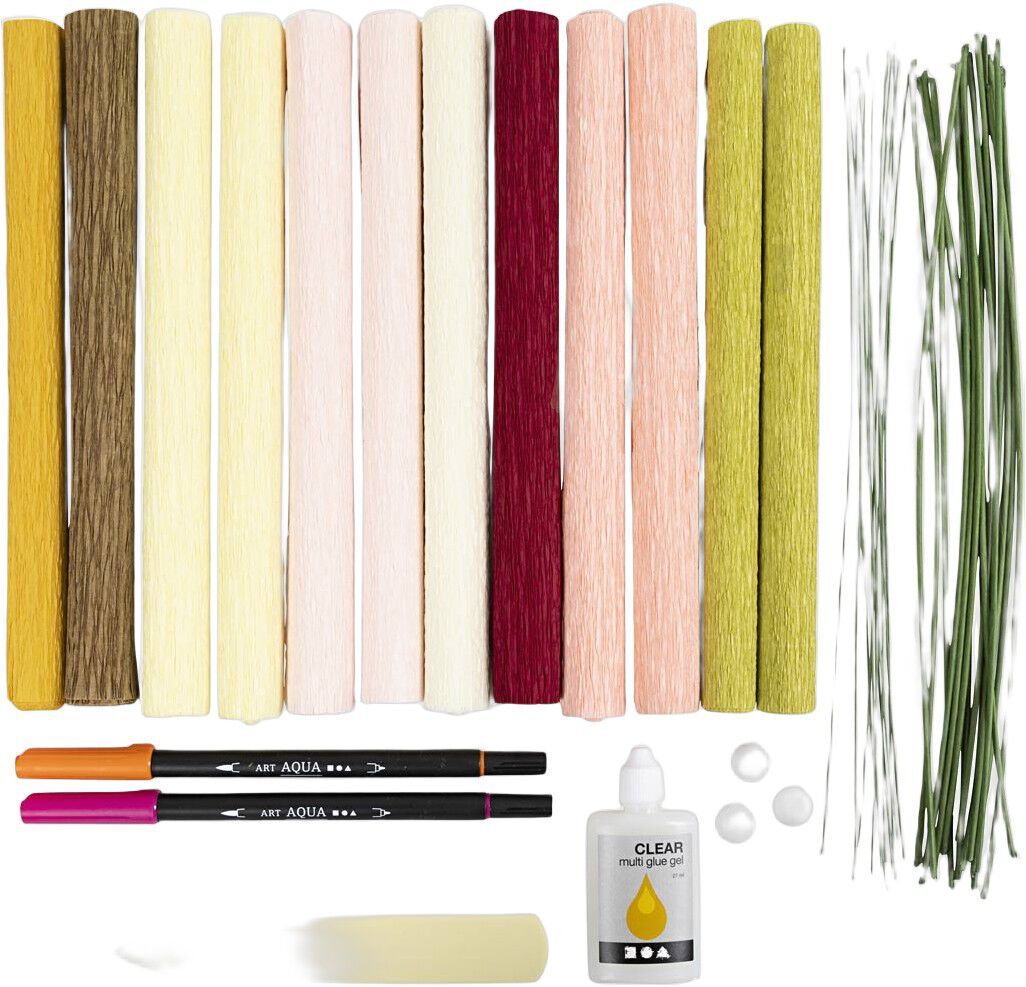 DIY Kit Crepepapir, Buket, Str&aelig;k/crepe: 180%