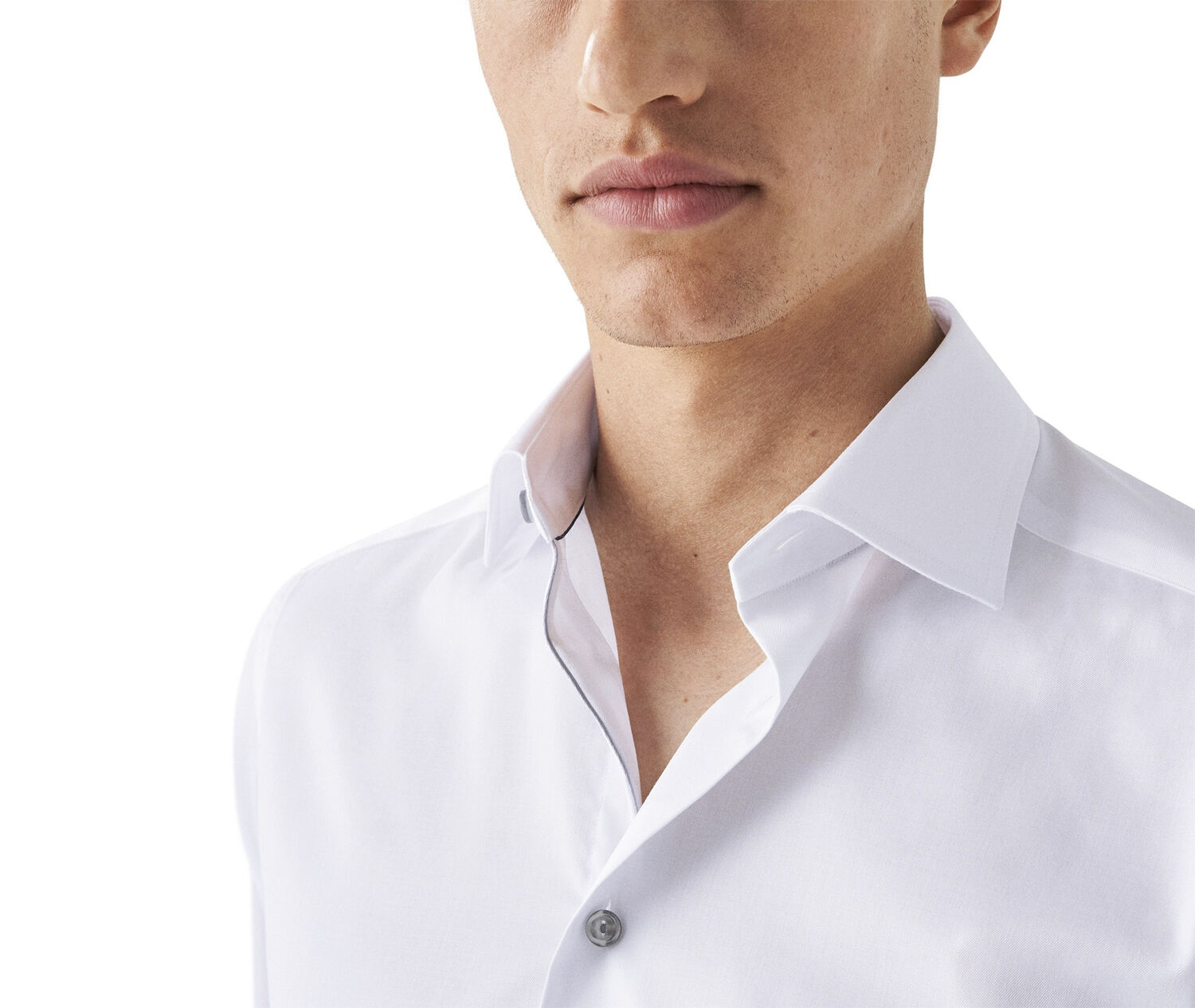 Contemporary Fit White Signature Twill Shirt Grey Details