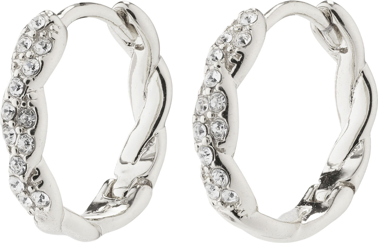 EZO twirled crystal hoops silver-plated