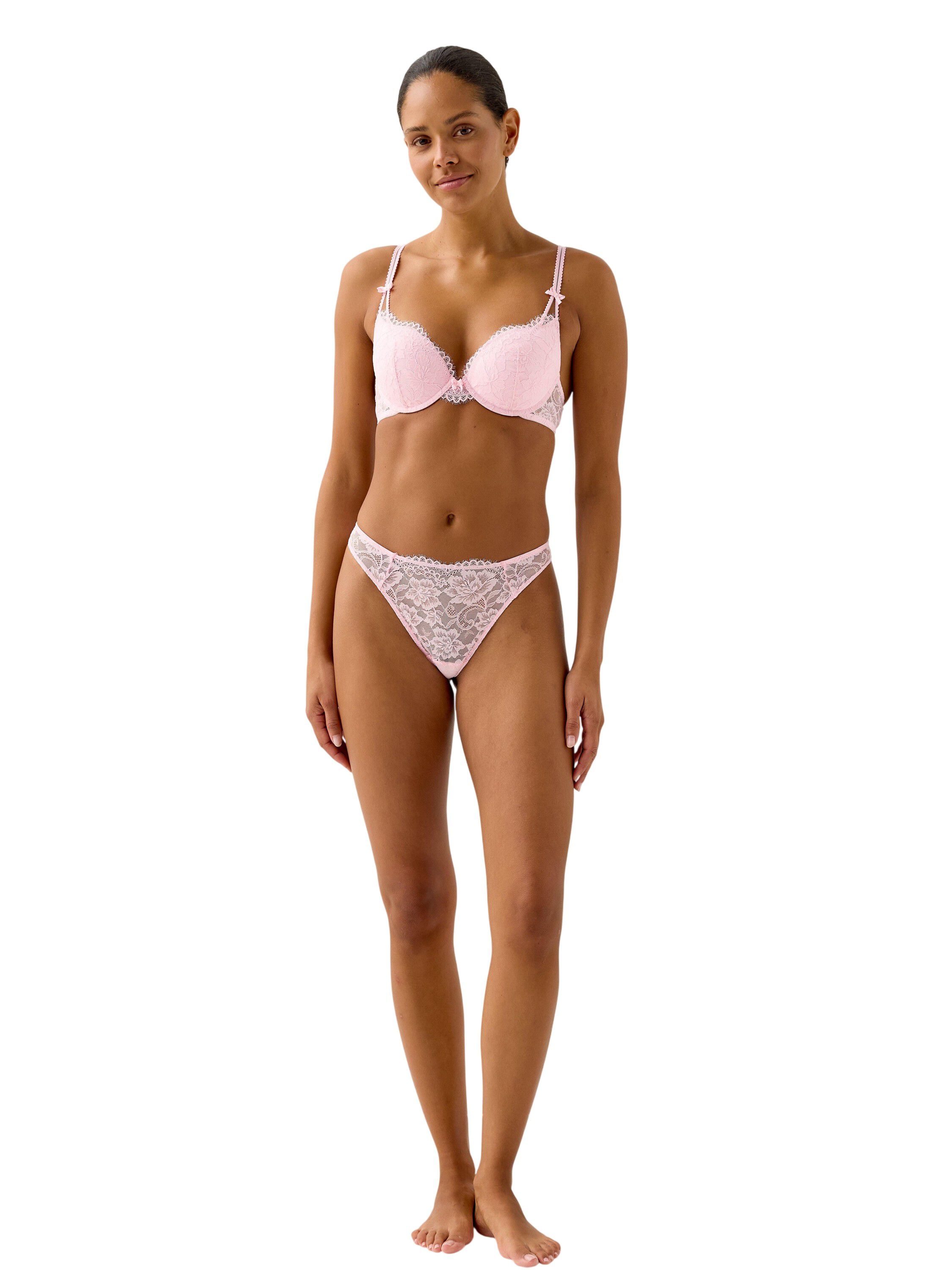 Lace thong with a regular waist.