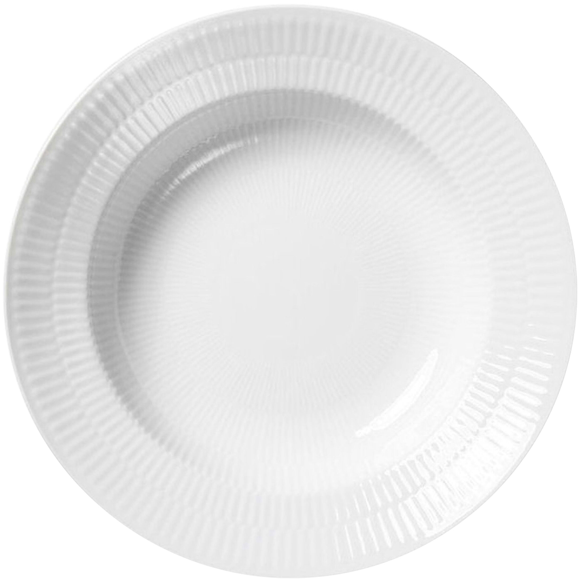 Hvid Riflet 21 cm. dyb tallerken