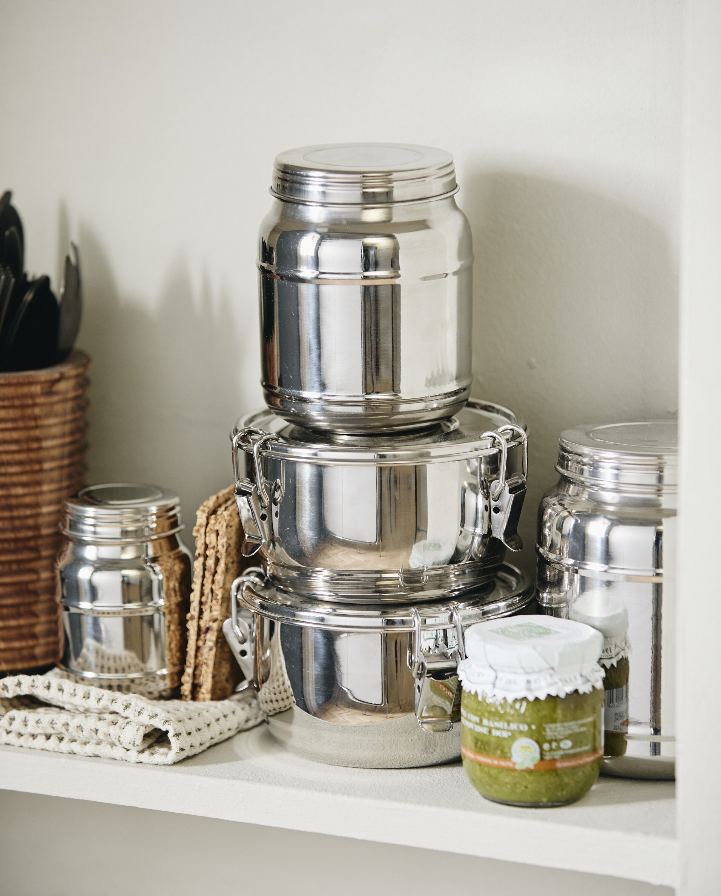 CANI can w/lid, high, S, stainless steel