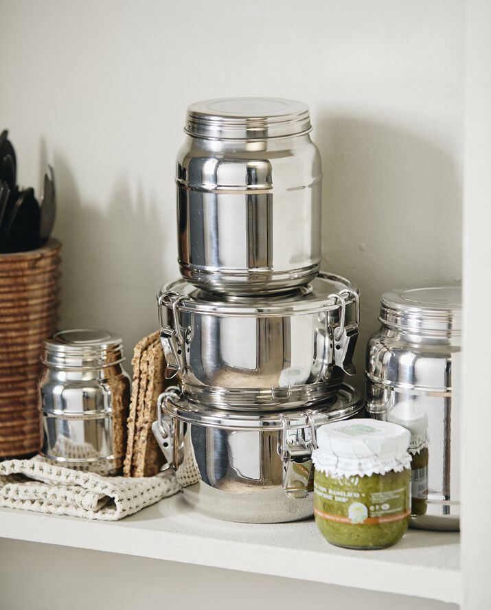 CANI can w/lid, high, S, stainless steel