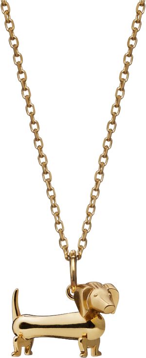 Gravhunden i 18 karat forgyldt s&oslash;lv med k&aelig;de