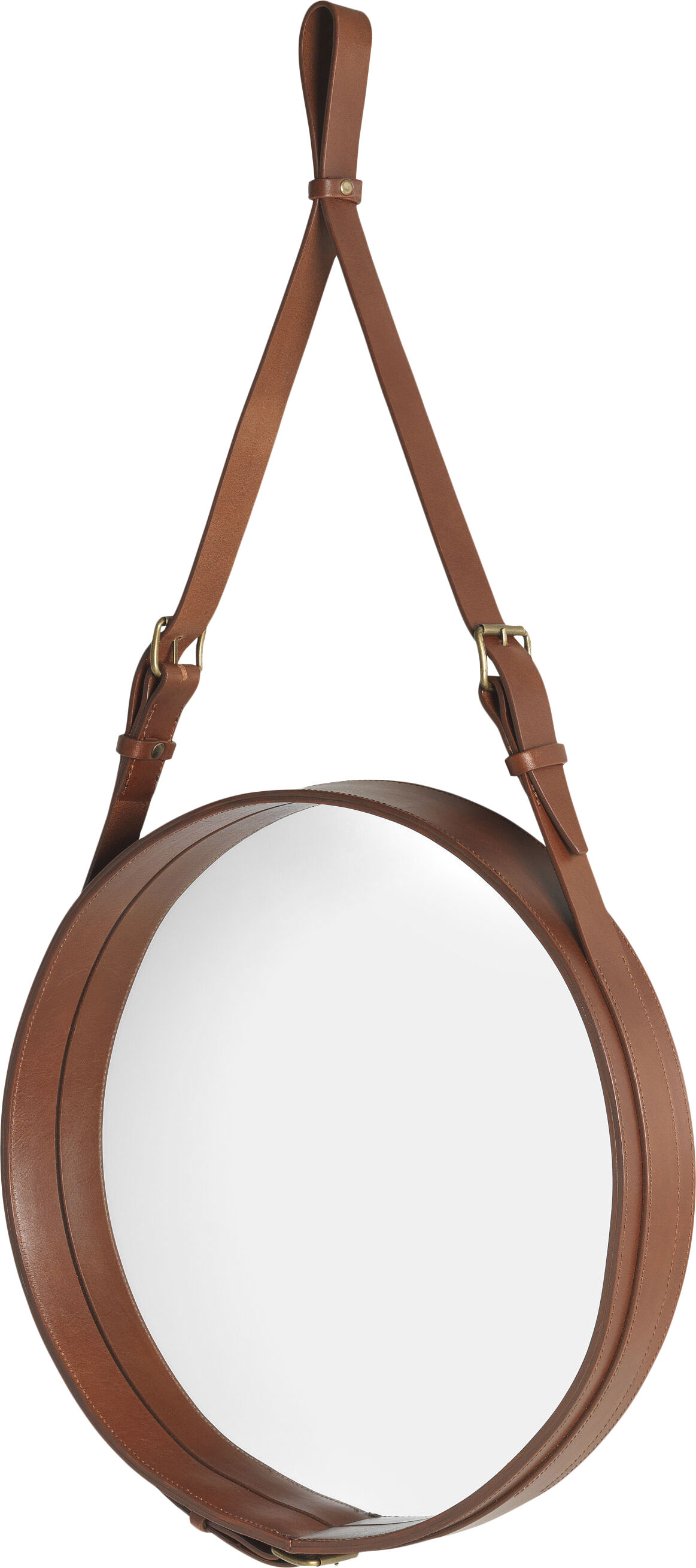 Adnet Wall Mirror, Circula (Tan Leather)