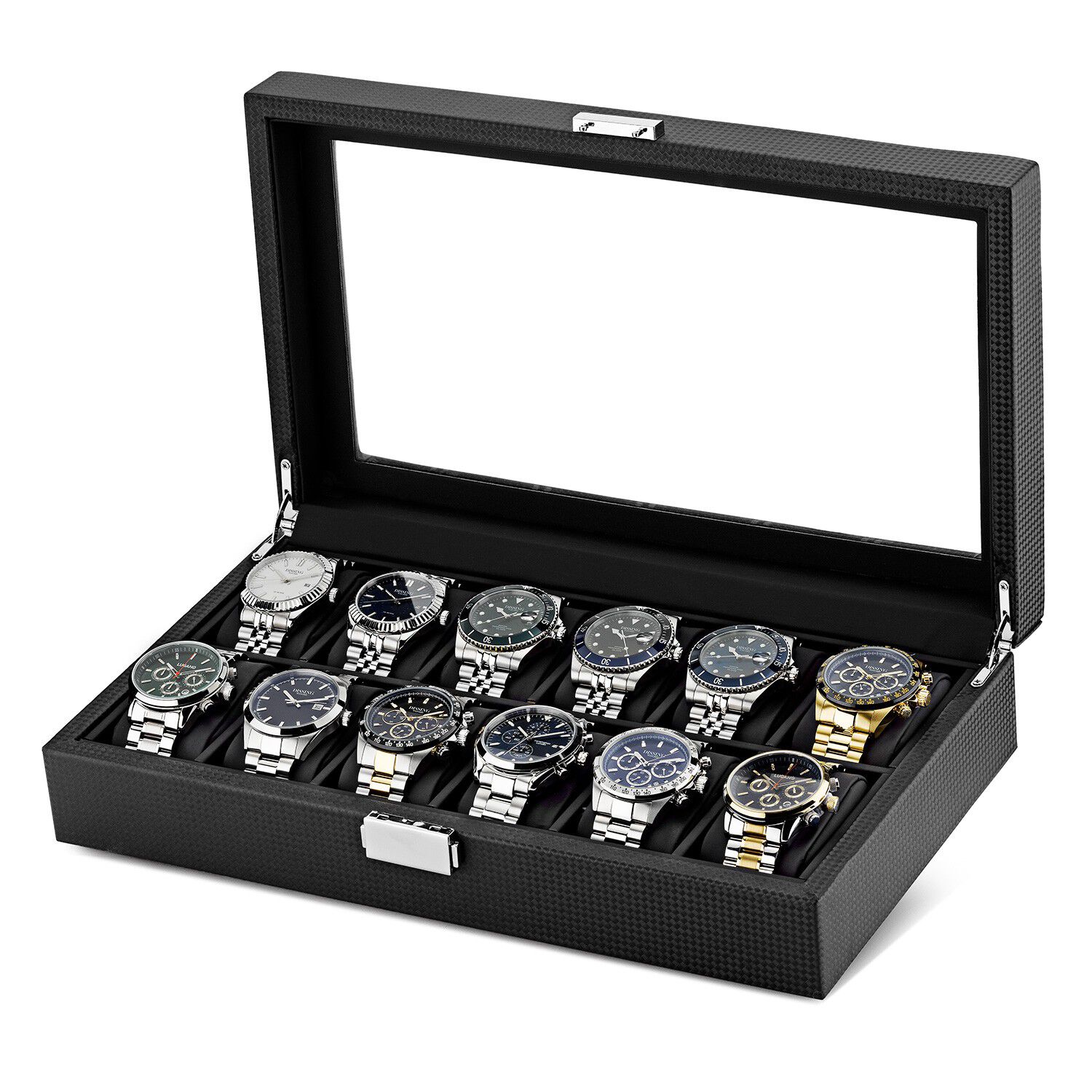 Watch Box 12 Watches Black Imitated