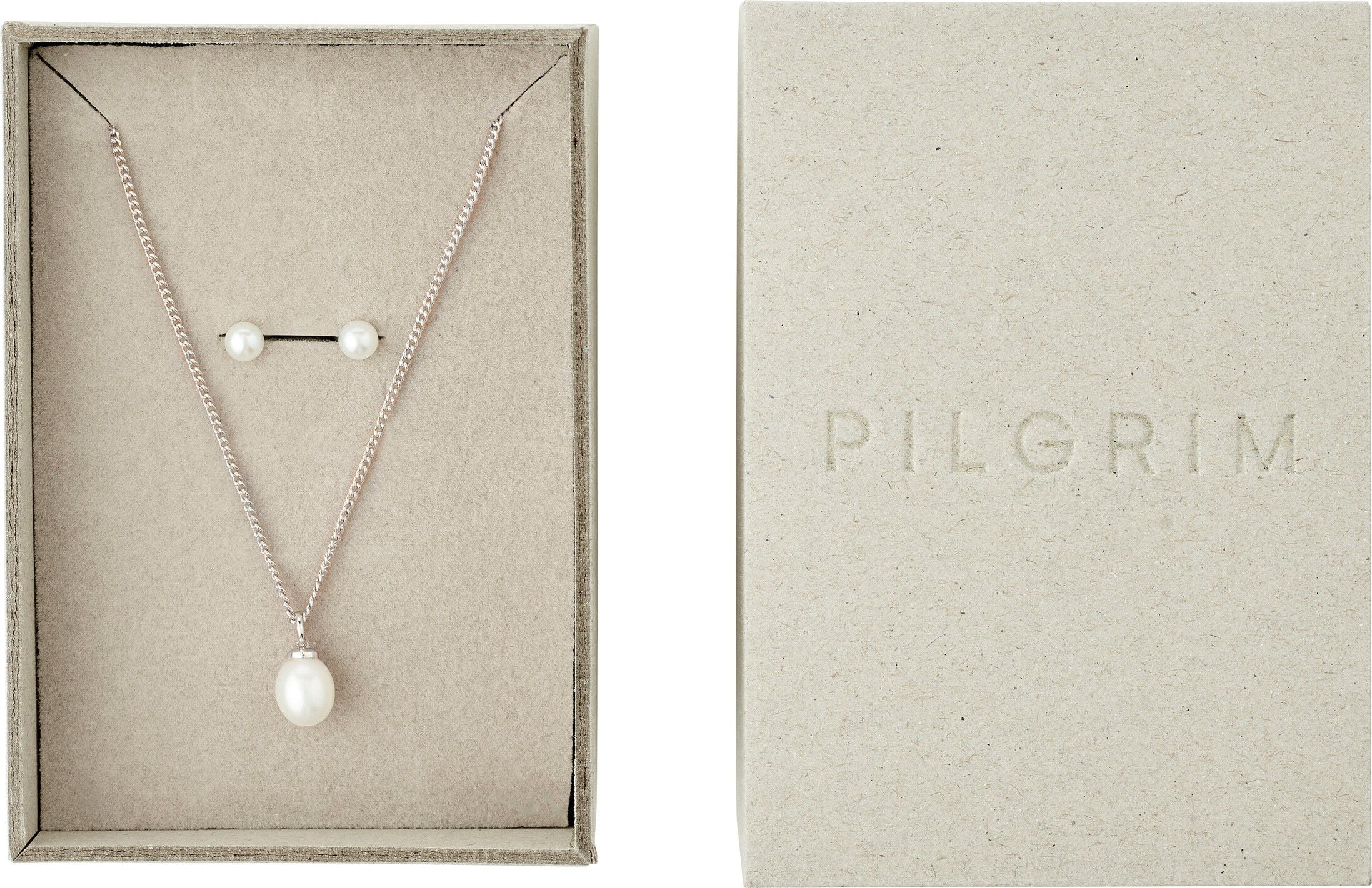 EVENA gift set, necklace & earstuds, silver-plated