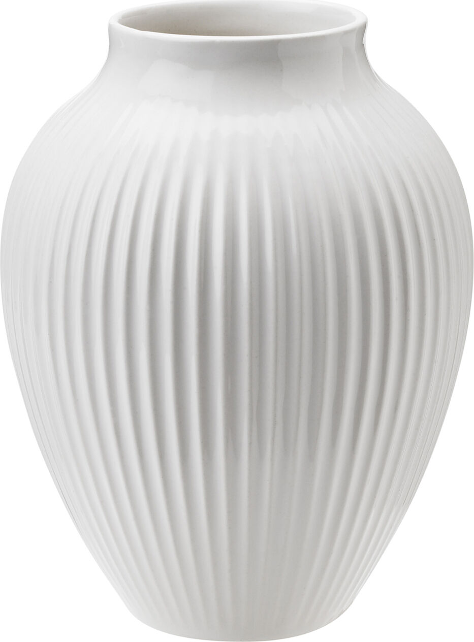 Knabstrup vase H 12. 5 cm ripple white