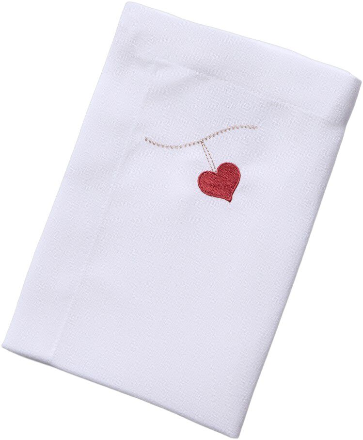 Stofserviet med Broderet Hjerte