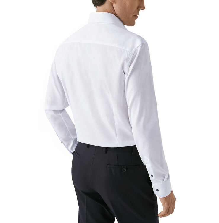 Slim Fit White Signature Twill Shirt - Navy Details