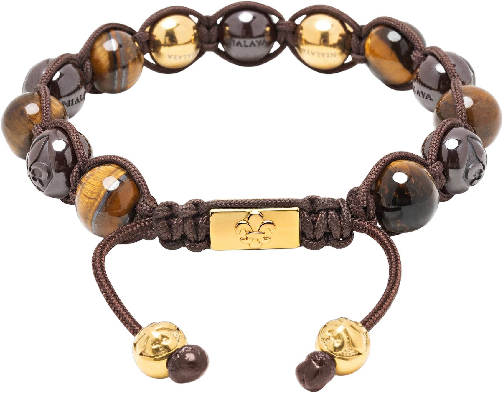 Men's Beaded Bracelet with Burgundy Ceramic, Tiger Eye and G