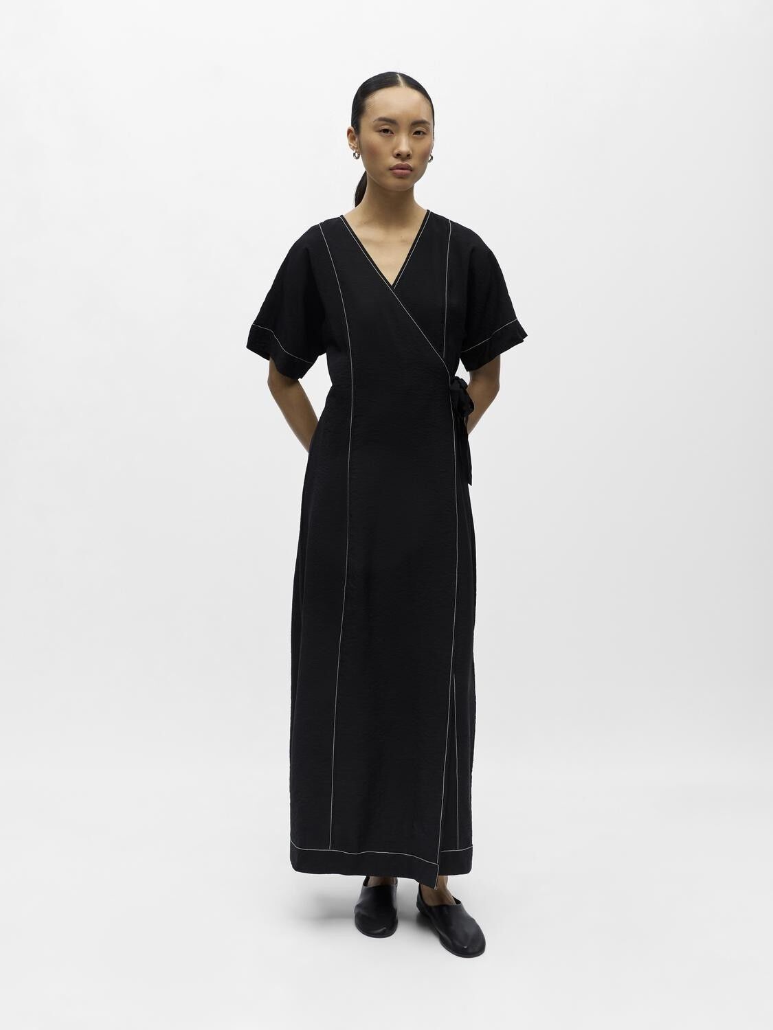 Objjacira S/S Re Long Wrap Dress Noos