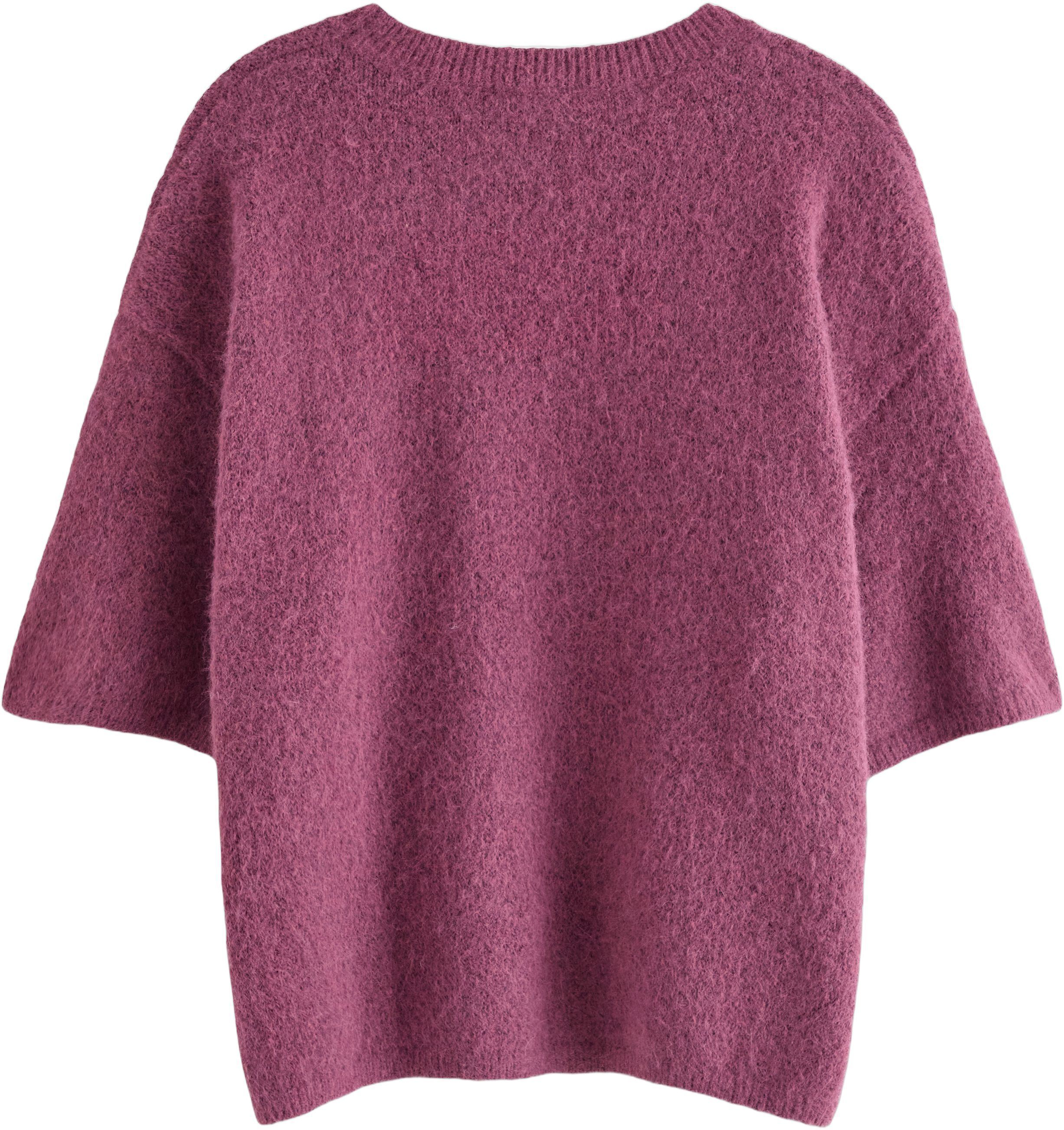 Strikket tr&oslash;je med korte &aelig;rmer og e