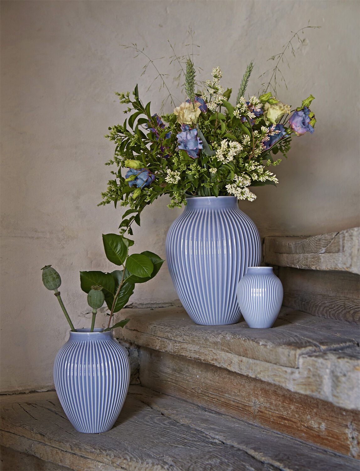 Knabstrup vase H 27 cm ripple lavender