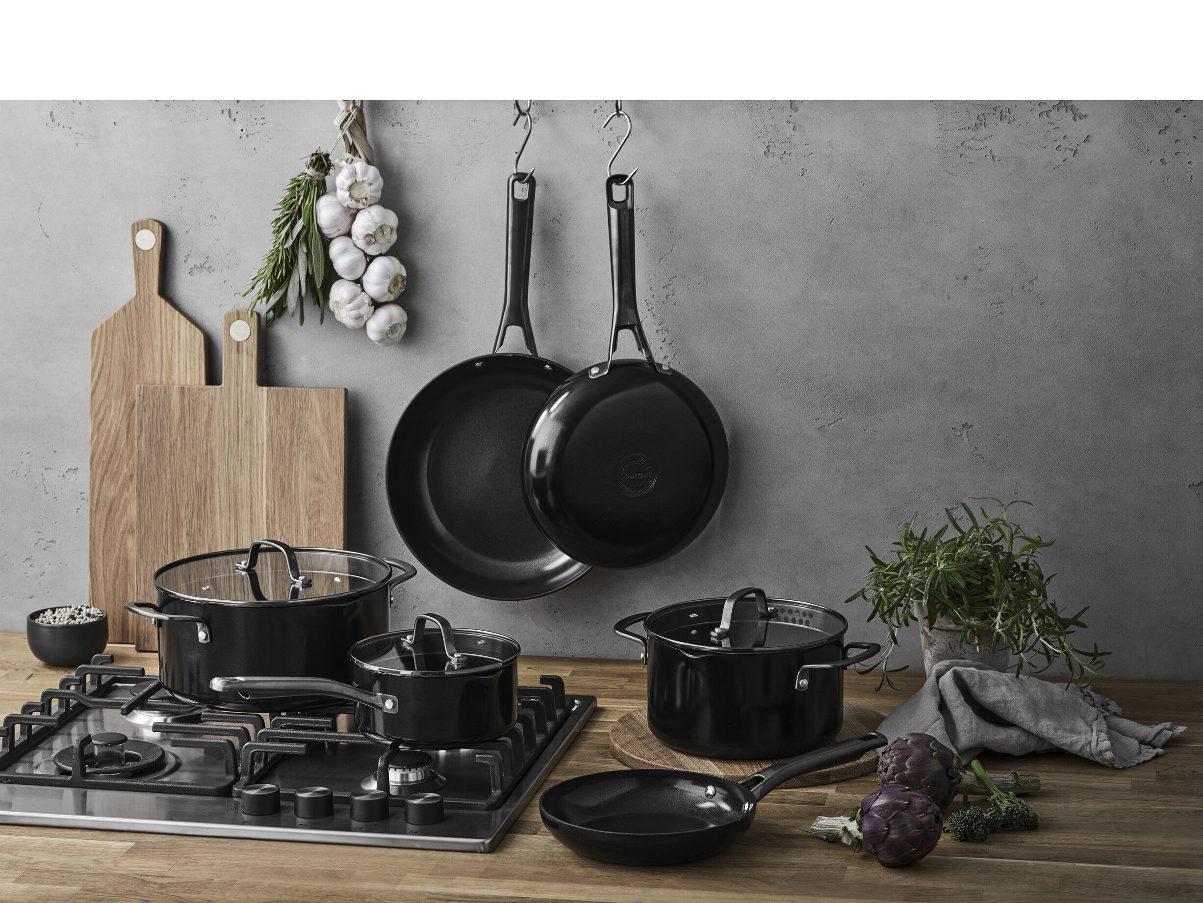 Grytesett m/lokk Blavet 6 deler Aluminium/keramisk belegg