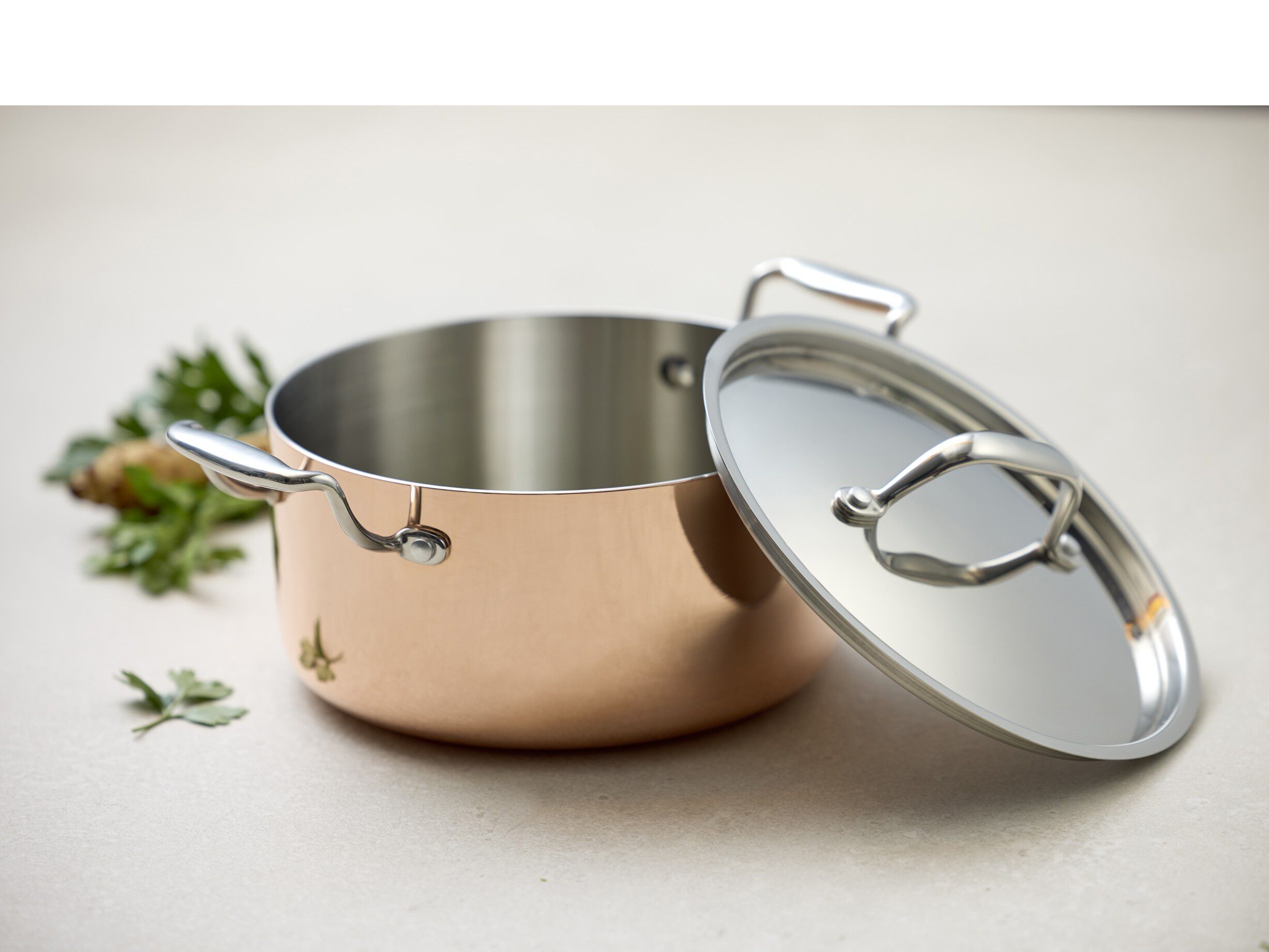 Gryte med lokk 3 liter Kobber