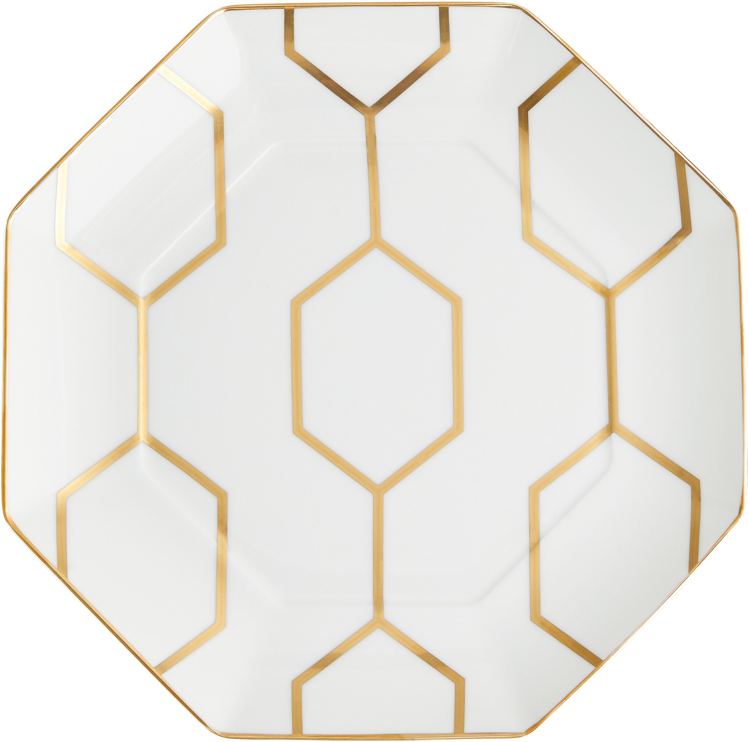 GIOGLD Plate Octagonal 23. 4cm 9. 2in WH