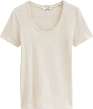 T-shirt, deep round neck twisted