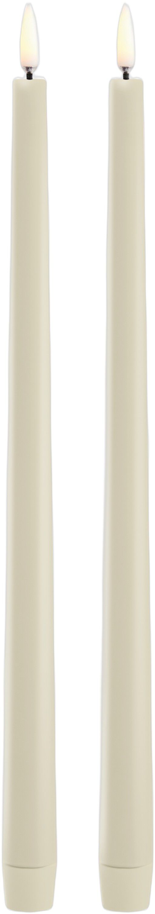 LED slim taper candle, Oyster Grey, Smooth, 2-pack, 2,3x32 cm