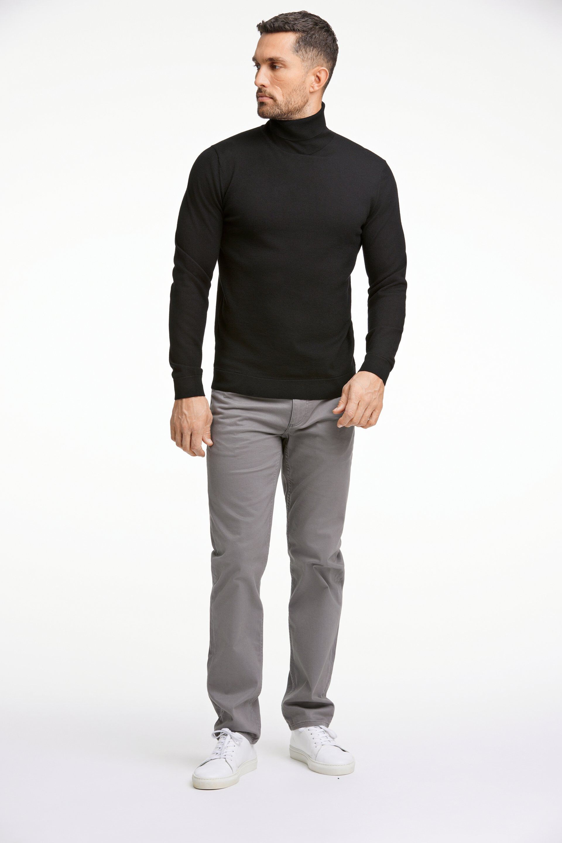 100% merino roll neck knit