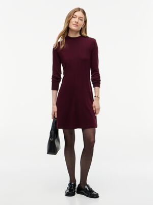Gold-Tone Button Long Sleeve Midi Flare Dress