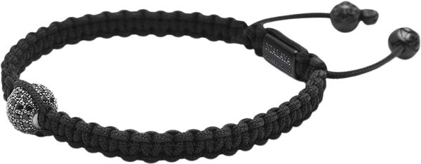 Men's Black String Bracelet with Black CZ Bead