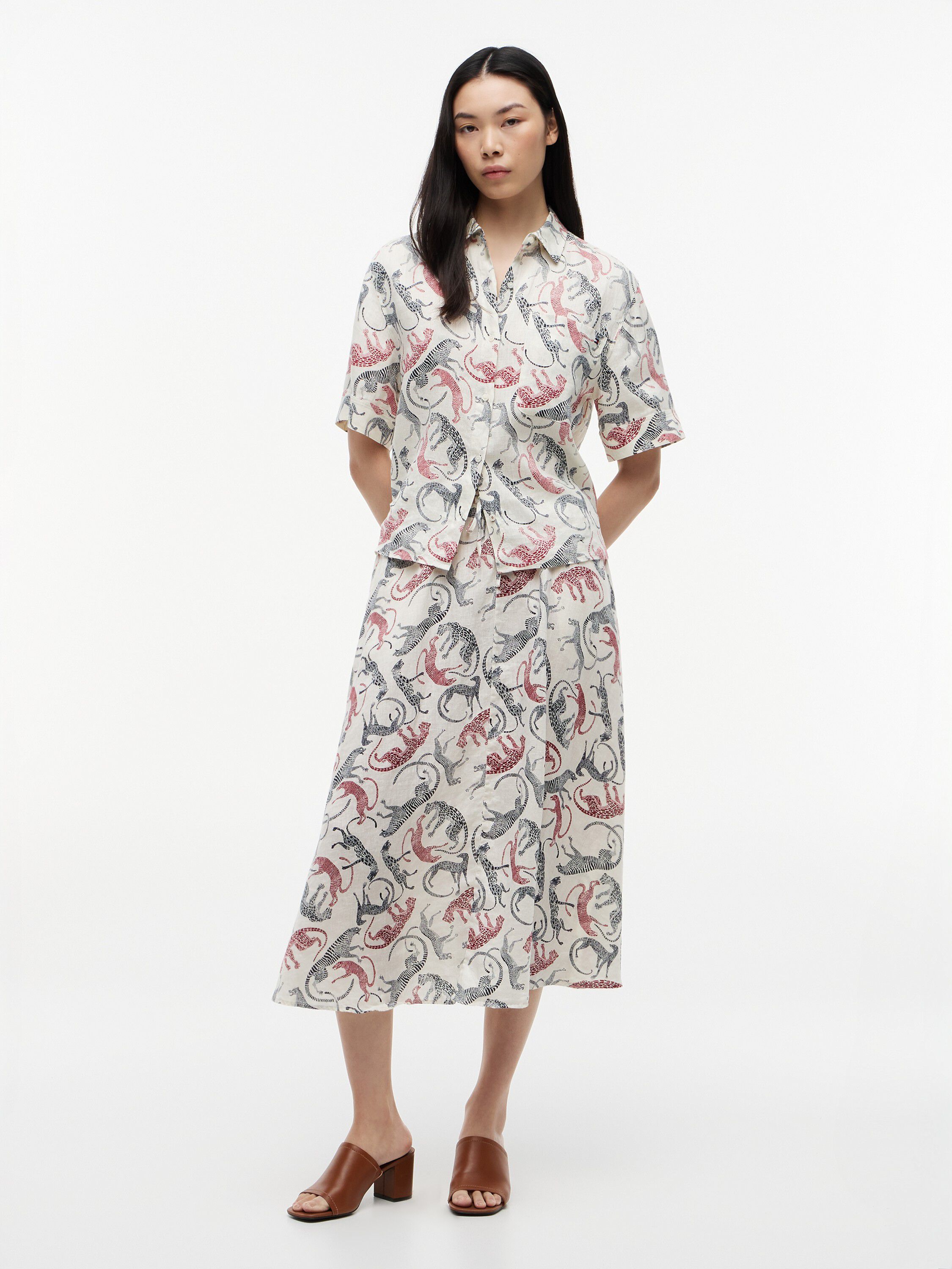 Pure Linen A-Line Midi Skirt