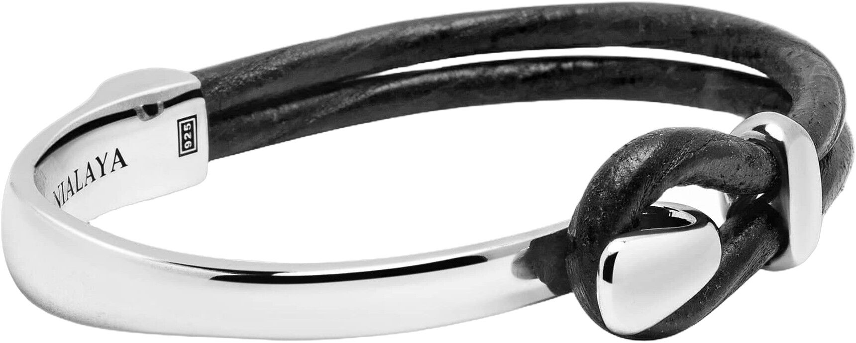 Sterling Silver Hook Leather Bracelet