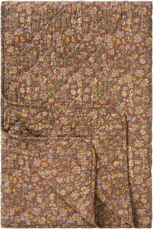 Quilt st&oslash;vet bordeaux m/bl&aring;, gule og gr&oslash;nne