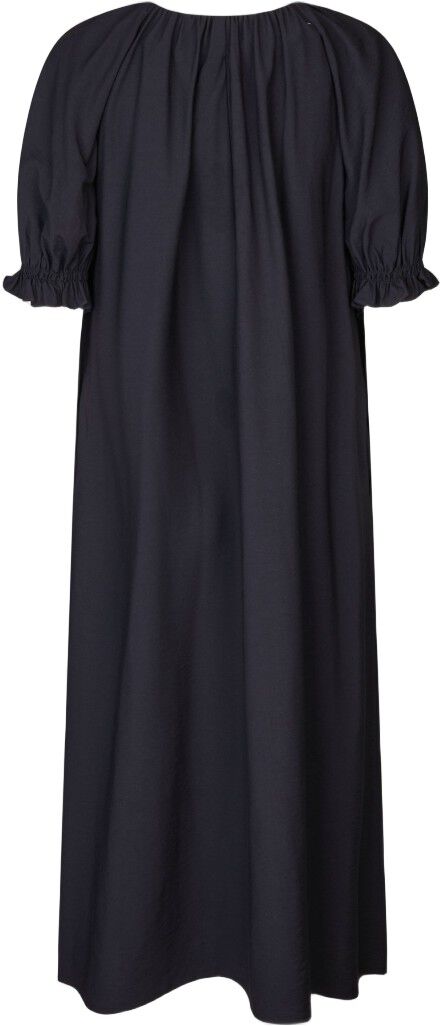 2507 Solid Viscose, Puff Sleeve Detail Long Dress