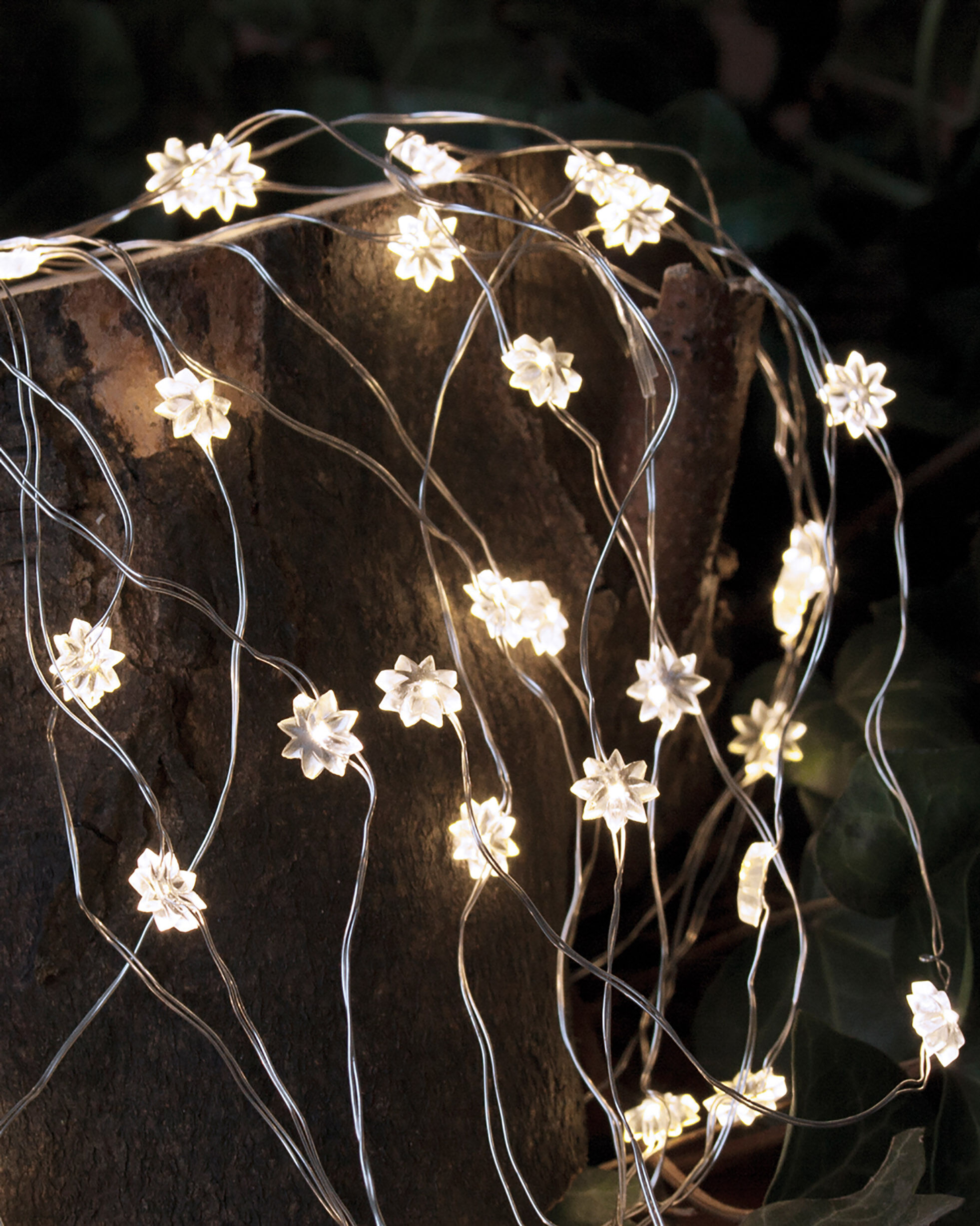 Silke miniblomst lysk&aelig;de 40L m/ timer, Klar/s&oslash;lv