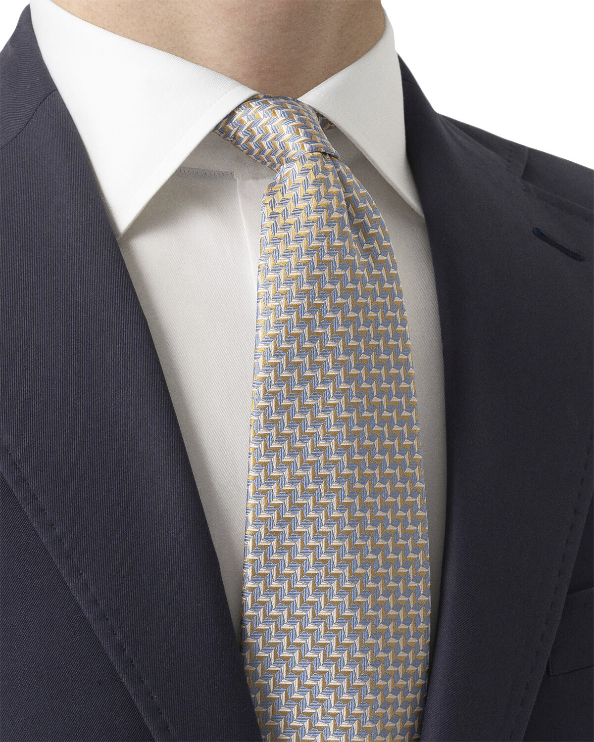 Yellow Geometric Woven Silk Tie