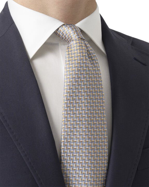 Yellow Geometric Woven Silk Tie