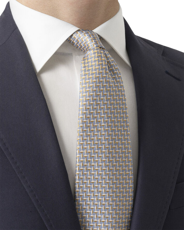 Yellow Geometric Woven Silk Tie