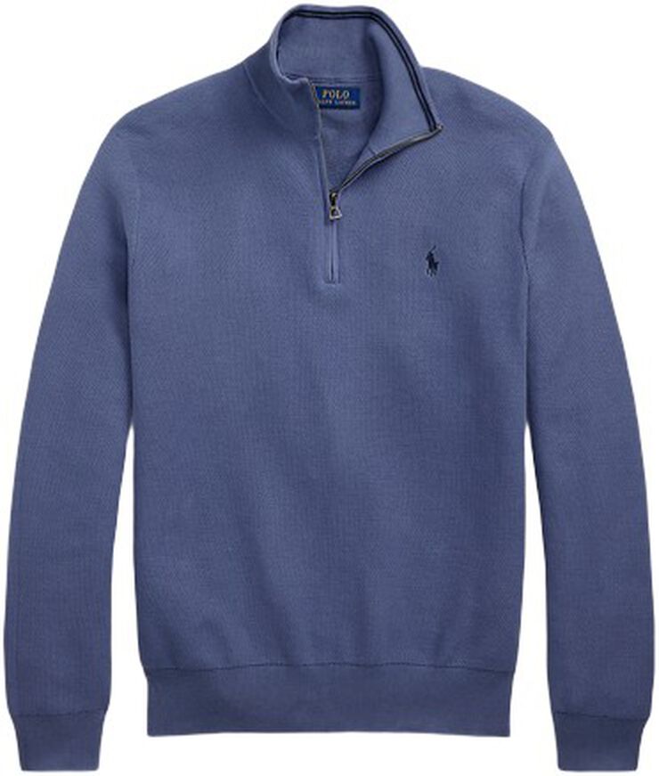 Mesh-Knit Cotton Quarter-Zip Sweater