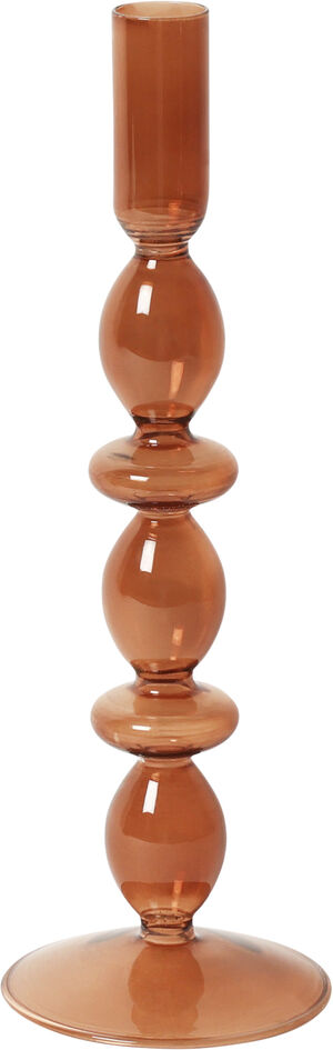 Glas lysestage, brun, 25xø9 cm
