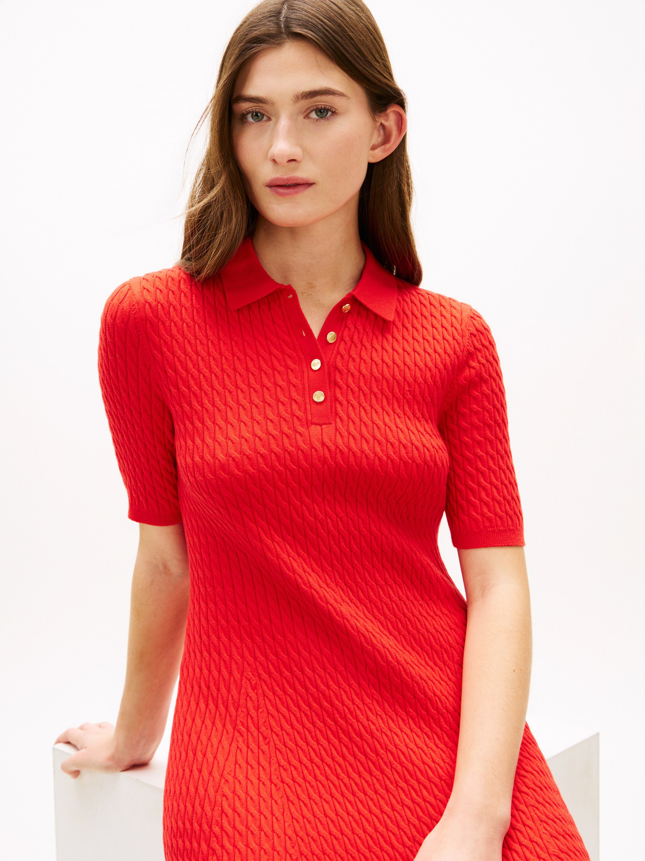 CO CABLE FINE GG S/S POLO DRESS