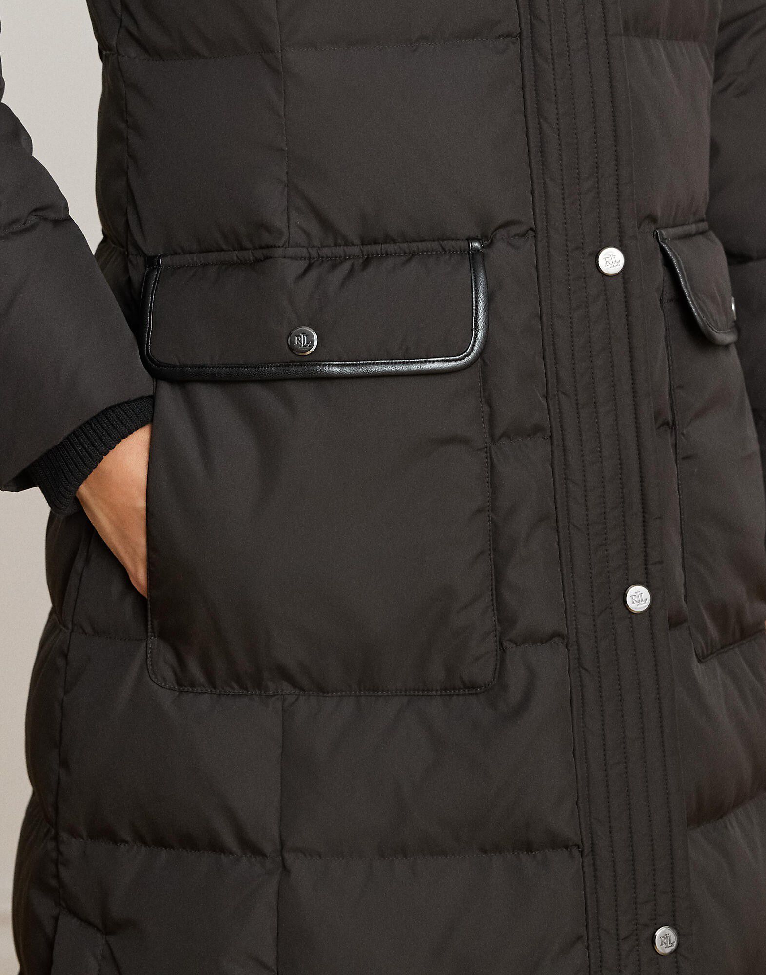 Faux-Fur-Trim Quilted Down Maxicoat