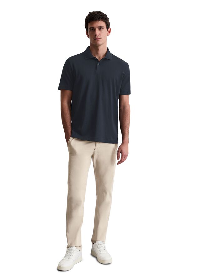 Poloshirt, short sleeve, rib detail