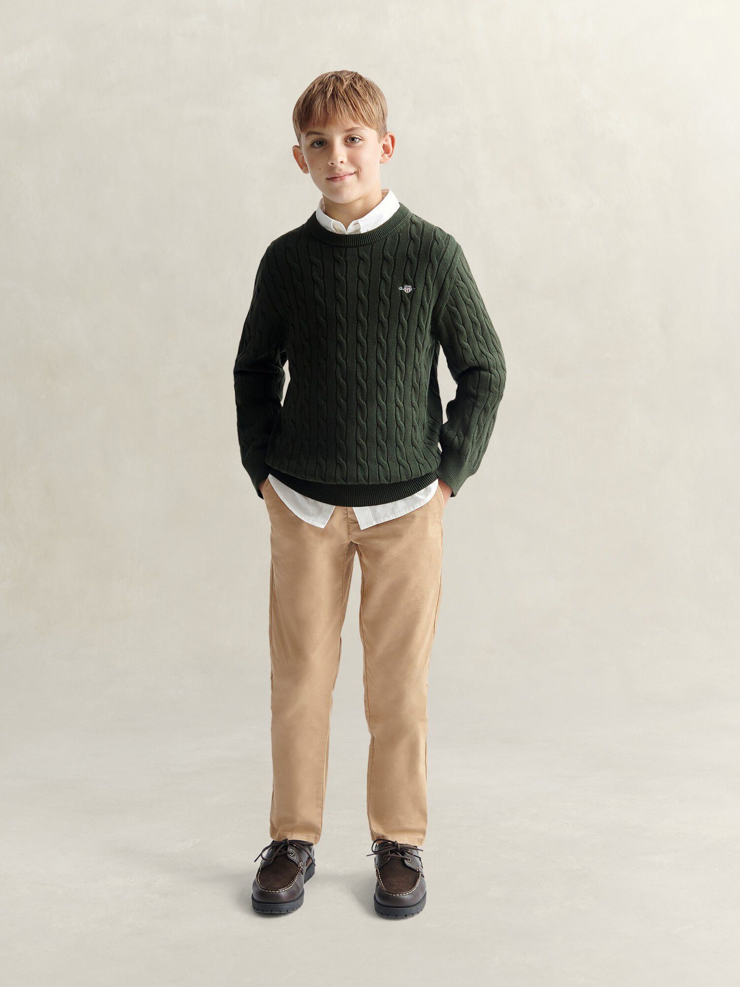 Shield Cotton Cable Neck Sweater