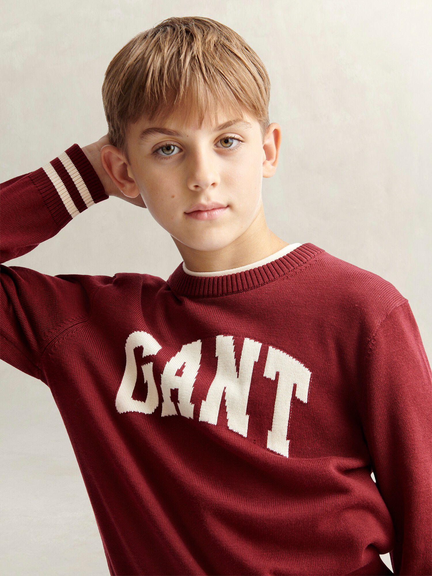 Intarsia Crew Neck Sweater