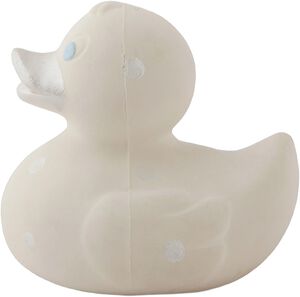 Oli & Carol - Lille Badeand - Hvid m. sølv prikker 8cm.