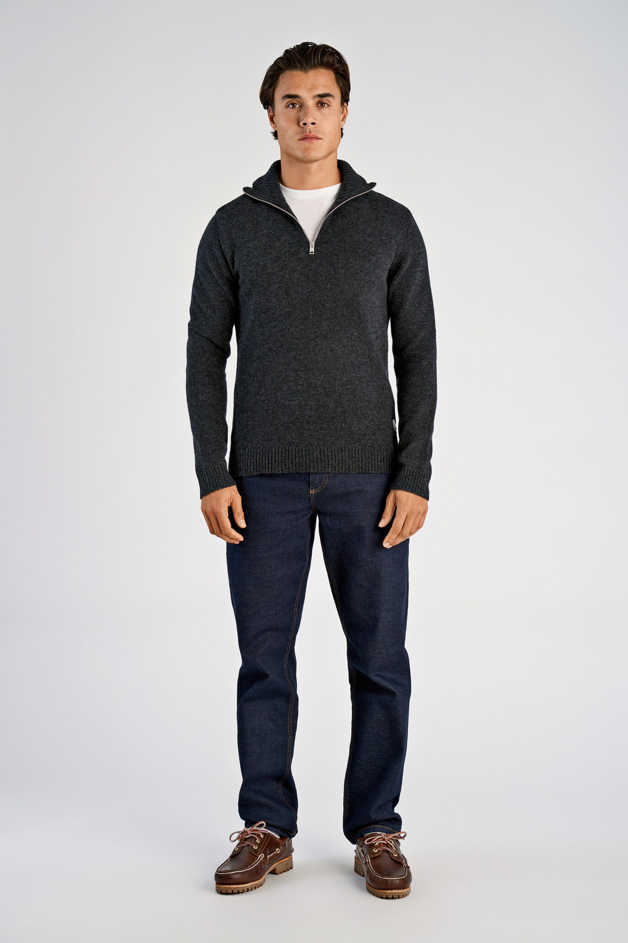 Lambswool half zip knit