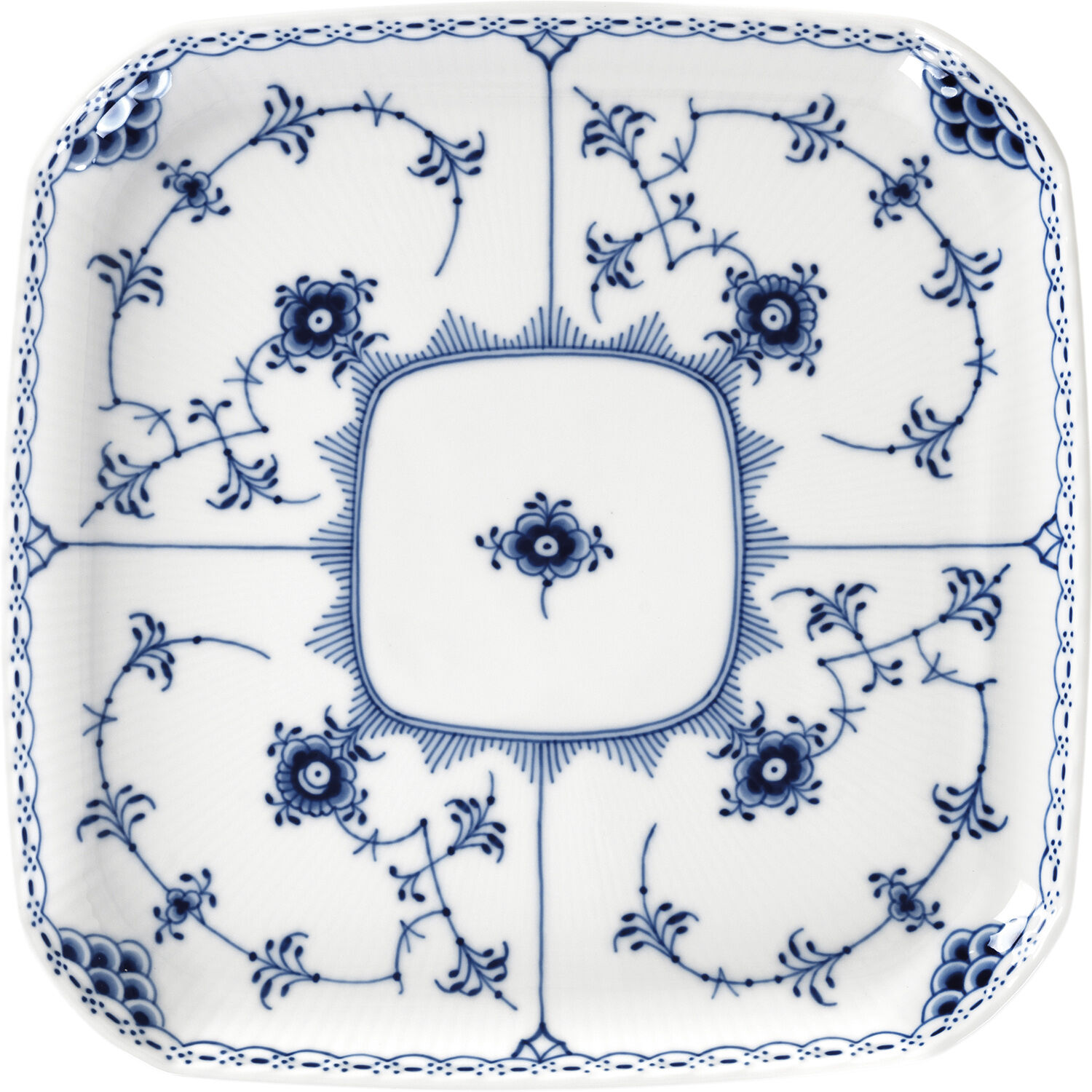 Musselmalet Halvblonde Firkantet tallerken 21 cm