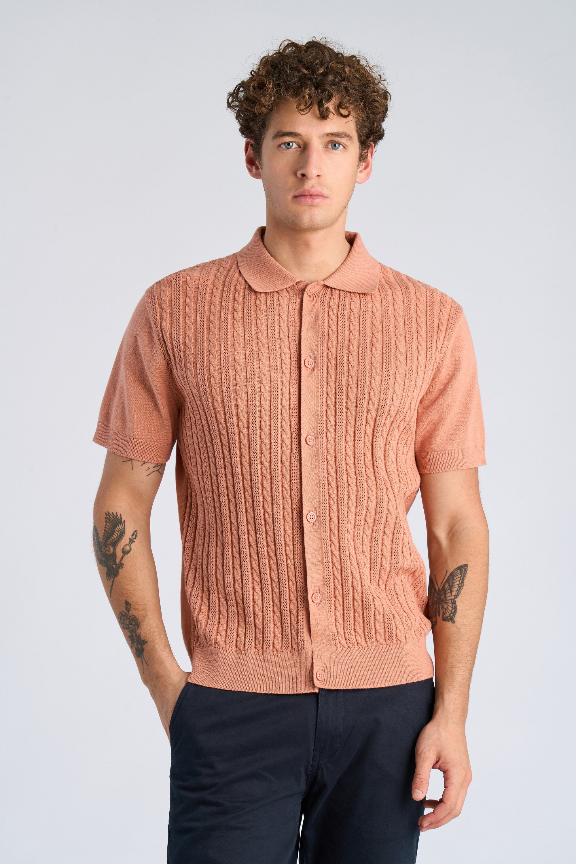 Knitted S/S cable cardigan