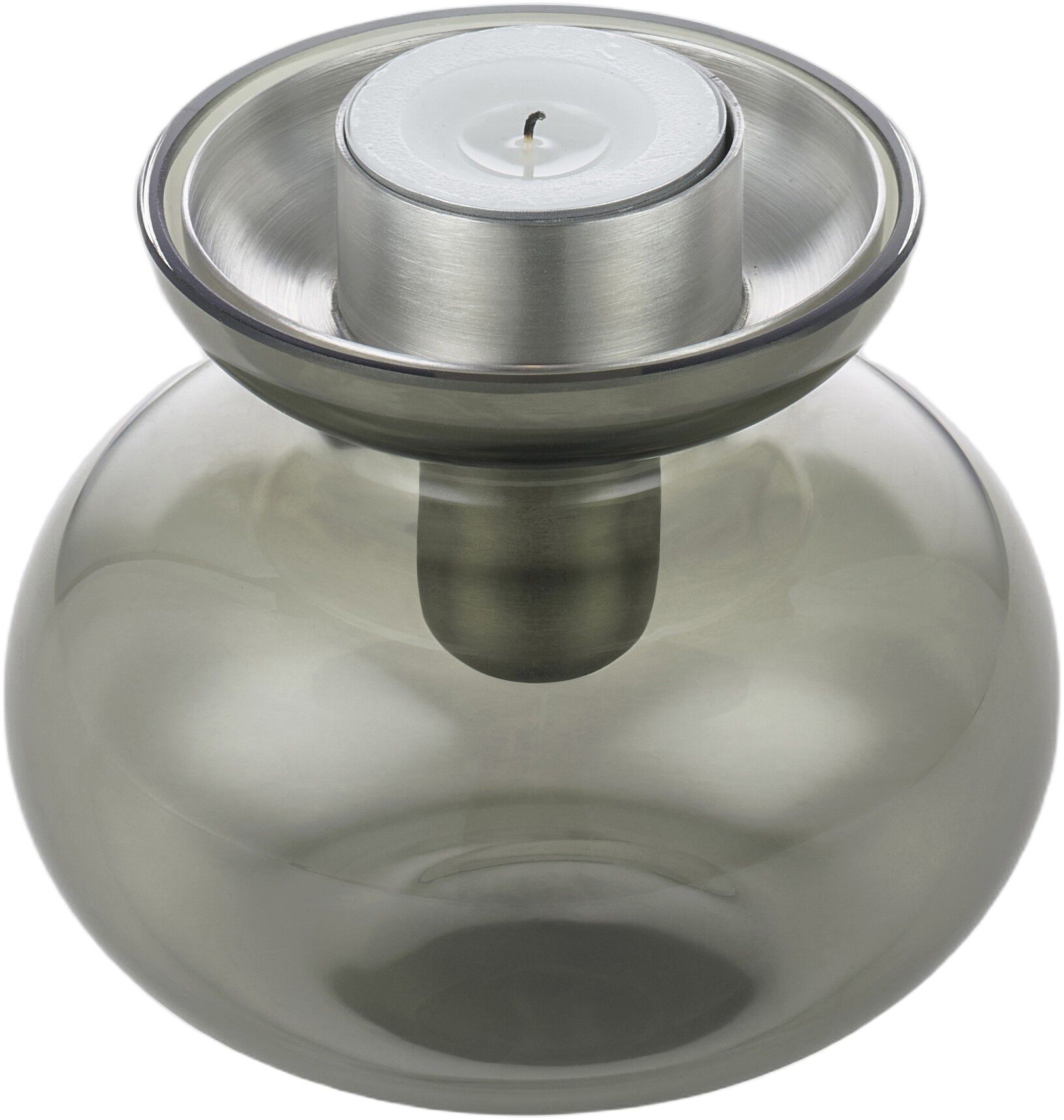Vase/Lysestake Inu 11 x 10 cm Smoked Grey/Steel